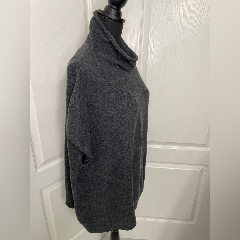 Anthropologie pure cashmere poncho sweater size L dark gray - Picture 3 of 8